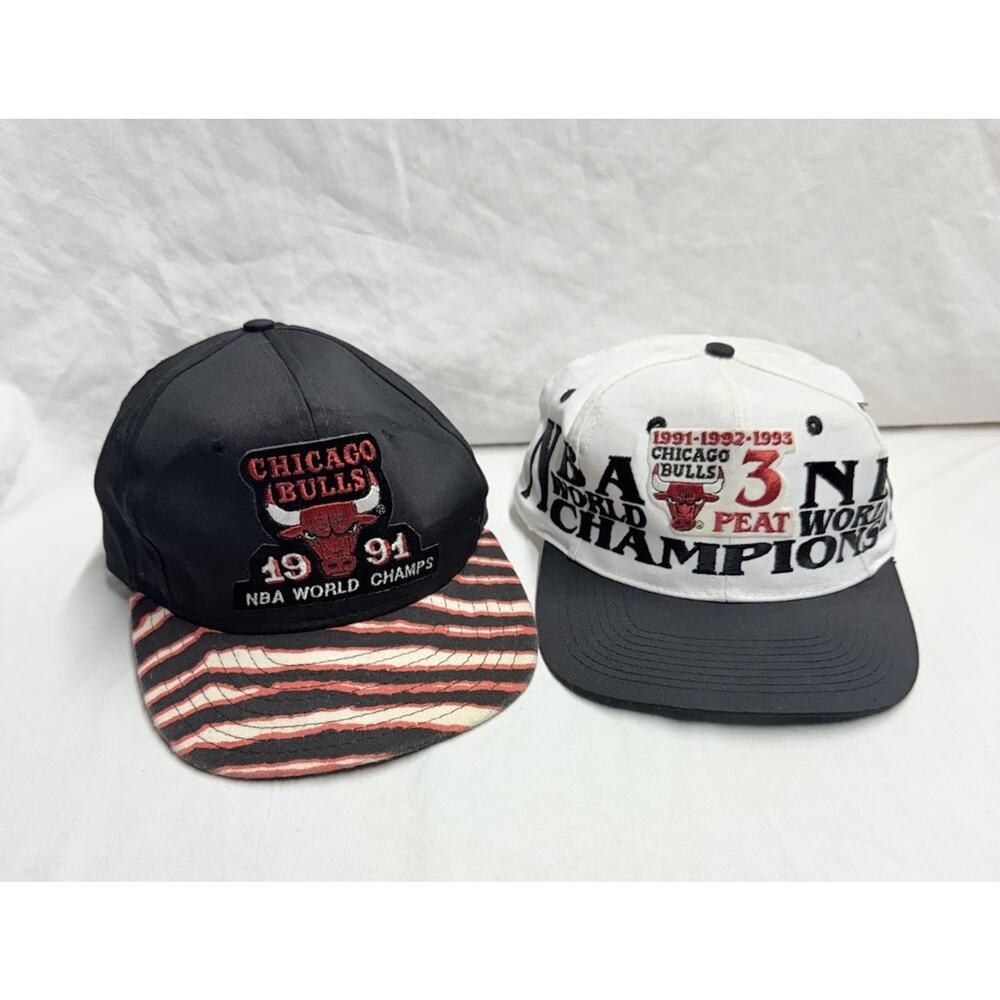 Chicago Bulls 3-Peat Championship Hat Vintage Logo 7 /1991 Made In USA Champ Hat